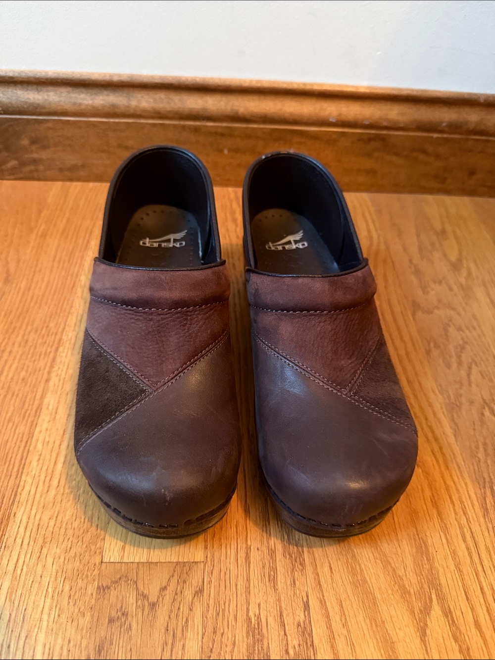 Dansko Leather Suede Geometric Patchwork Professional Clogs EU 40 US 9.5-10